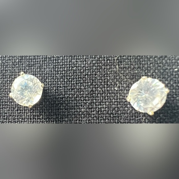Sterling Silver Crystal Stud Earrings in White | (NZ